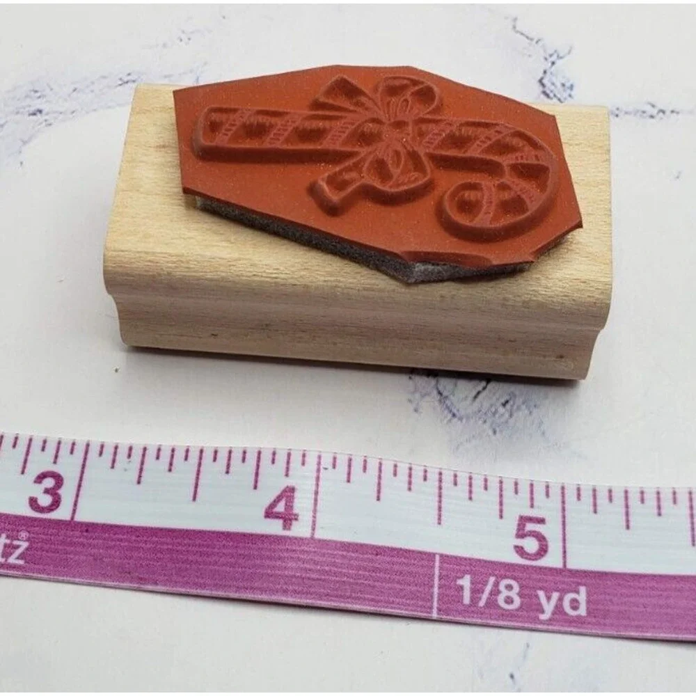 Christmas Themed Lot of 5 Holiday Wood Mounted Rubber Stamps